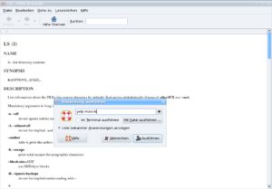 Abbildung 3: Über die Kommandozeile starten Sie den Hilfe-Browser Yelp direkt mit der richtigen Info-Seite oder Manpage.