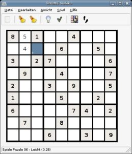 Abbildung 3: Mit einem Sudoku-Programm liefert Gnome nun populären Denksport für jedermann.