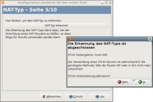 Abbildung 3: Ekiga hilft beim ersten Start unter anderem beim Konfigurieren des Netzwerks. Sie erreichen den Assistent auch nach der ersten Konfiguration über das Menü.
