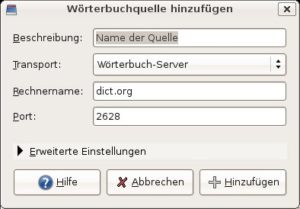 Abbildung 3: So legen Sie eine lokale Wörterbuchquelle an.