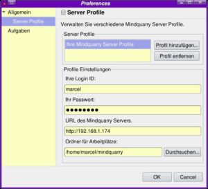 Abbildung 3: Konfiguration der Mindquarry-Desktop-Client-Einstellungen.