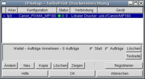 Abbildung 3: Das Setup zeigt in einer übersichtlichen Liste die angeschlossenen Drucker.