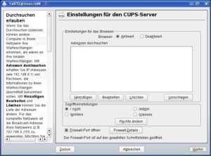Abbildung 3: Mit diesen Einstellungen verteilt OpenSuse die angeschlossenen Drucker im heimischen Netz.