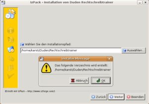 Abbildung 3: Existiert der angegebene Installationsordner nicht, legt ihn die Software an.