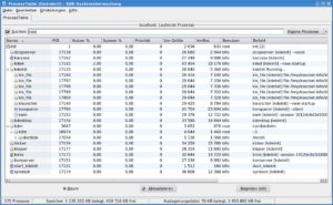 Abbildung 3: Der KDE-Systemmonitor KSysguard zeigt sehr übersichtlich die Prozesse auf dem System.