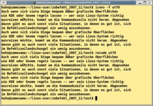 Abbildung 3: Kampf dem Zeichensalat: Wer sich mit UTF-8 nicht anfreunden kann, konvertiert mit einem Befehl in der Shell.