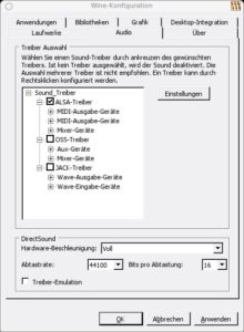 Abbildung 3: Mit Winecfg nehmen Sie bequem die notwendigen Einstellungen an der freien Windows-Emulation Wine vor.