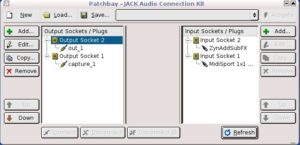 Abbildung 3: Die Patchbay von QJackCtl. Hier verdrahten Sie die angeschlossenen Audio-Anwendungen.