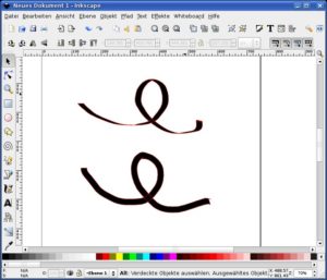 Abbildung 3: Zweimal Kalligraphie: Oben mit einer Fixierung von 1, unten mit dem Fixierungswert 0.