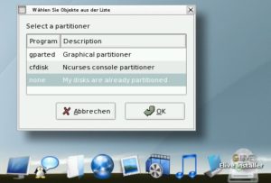 Abbildung 3: Der Elive-Installer bereitet das Partitionieren der Festplatte vor.