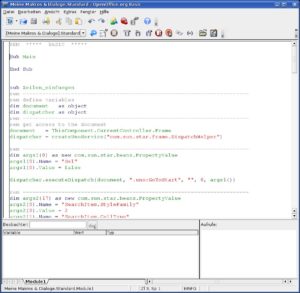 Abbildung 3: Der Basic-Editor von OpenOffice. Hier fügen Sie den Code der Zeiterfassung ein.