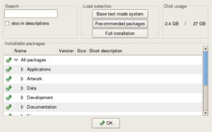Abbildung 3: UHU-Linux bietet drei Systeme zur Auswahl an: Textsystem, empfohlenes System und volle Installation.