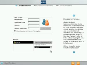 Abbildung 3: Bereits während der Installation bietet Pardus eine einfache Benutzerverwaltung an.