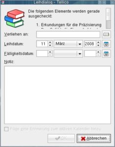 Abbildung 3: Auch an eine Ausleihfunktion haben die Entwickler gedacht und sie eng mit den Möglichkeiten von KDE verbunden.