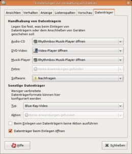 Abbildung 3: Nautilus kümmert in der neuen Version selbst um das Einhängen von externen Medien und bietet dafür eine Auswahl von Programmen an.