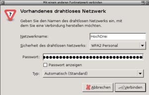 Abbildung 3: "Unsichtbare" oder neue Netzwerke und VPN-Verbindungen lassen sich mit dem Networkmanager leicht erstellen.