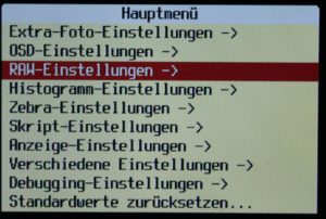 Abbildung 3: Das Setup von Chdk erreichen Sie über das Betätigen der <code srcset=