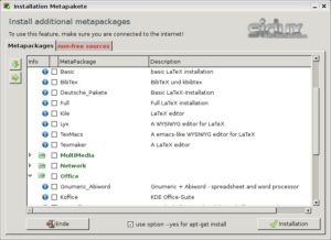 Abbildung 3: Der Metapackage-Installer enthält eine Reihe von Meta-Paketen für verschiedene Aufgaben.