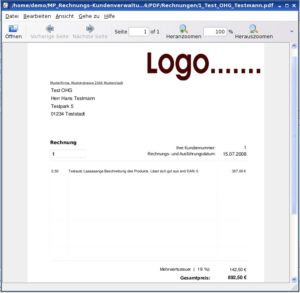 Abbildung 3: Das Template einer Rechnung passen Sie mit Hilfe von OpenOffice an Ihre Bedürfnisse an.