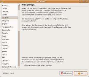 Abbildung 3: Der Installationsassistent von Ubuntu führt Sie in sieben Schritten ans Ziel.