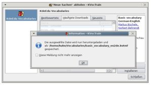 Abbildung 4: Wörterbücher anderer Sprachschüler installieren Sie in KVocTrain per Mausklick.