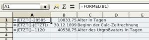 Abbildung 4: So zeigt Calc alles: Mit der FORMEL-Funktion machen Sie Formeln und Ergebnisse sichtbar.