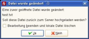 Abbildung 4: Äußerst praktisch: Bearbeiten Sie Dateien auf FTP-Servern im heimischen Texteditor – den Upload übernimmt FileZilla.
