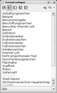 Abbildung 4: In den Formatvorlagen von Writer legen Sie die Stile an, die Sie für Ihr Buch benötigen.