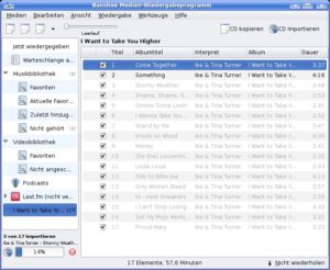 Abbildung 4: Banshee verwandelt CDs auf Wunsch recht flott in MP3-Dateien und findet im besten Fall auch Titel der Tracks heraus.