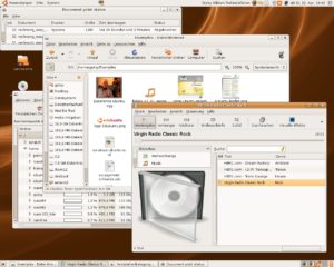 Abbildung 4: Druckdialog, Dateimanager und Musikplayer zeigen nach der Änderung den Rollbalken auf der linken Fensterseite.