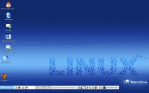 Abbildung 4: Der KDE-Desktop unter Mandriva kommt nicht mit der Auflösung zurecht.