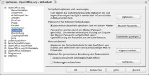 Abbildung 4: Über das Master-Passwort verwalten Sie alle Passwörter für Ihre OpenOffice-Dokumente viel komfortabler als bisher.