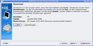 Abbildung 4: Nach der Auswahl eines Treibers können Sie den Drucker sofort testen.