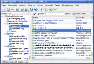 Abbildung 4: Weg mit dem Müll! Bereits nach wenigen Stunden Training filtert CRM einen Großteil der Spam-Mails aus.