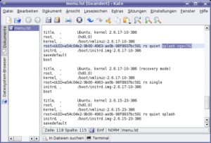 Abbildung 4: Damit der Bootsplash beim Starten erscheint, muss der Anwender über Grub einen Framebuffer in der Größe des Bildes definieren.