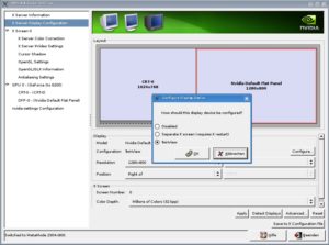 Abbildung 4: Ein großer X Screen oder lieber zwei separate? Das Tool Nvidia-settings bietet beide Möglichkeiten zur Auswahl an.