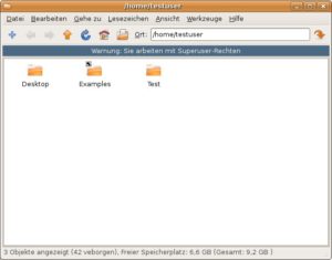 Abbildung 4: Hier ist Vorsicht geboten: Beim Arbeiten mit Root-Rechten erinnert ein farbiger Balken über dem Hauptfenster an den momentanen Status.