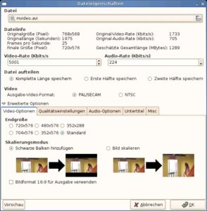 Abbildung 4: Beim Einfügen von neuen Dateien liefert DeVeDe reichlich Informationen zu den Files.