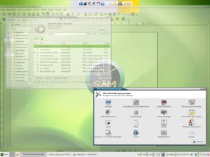 Abbildung 4: SAM Linux bietet mit XFCE Transparenzeffekte auch ohne schnelle 3D-Grafikkarte.