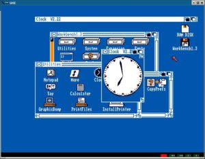 Abbildung 4: Die Emulation UAE belebt die alte Hardware des Commodore Amiga. Hier läuft dessen grafische Oberfläche in einem Fenster unter Linux.