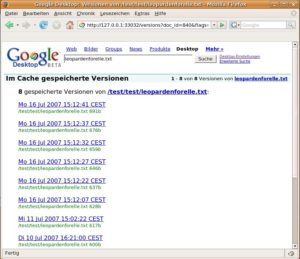 Abbildung 4: Google Desktop erkennt Änderungen an indizierten Dateien und puffert diese chronologisch.