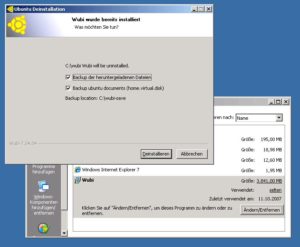 Abbildung 4: Der Uninstaller von Wubi entfernt nicht nur das Setup-Modul, sondern auch die Ubuntu-Installation ohne Rückstände vom Rechner.