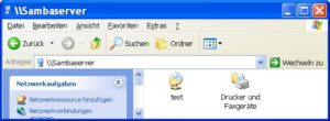 Abbildung 4: In der Netzwerkumgebung unter Windows erscheint unter dem Server die neue Freigabe.