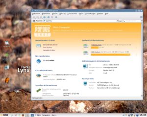 Abbildung 4: Der KDE-Desktop von Pardus mit den Systeminformationen zeigt sich farbenfroh.