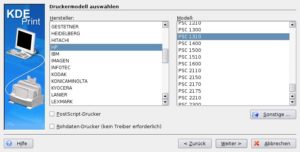 Abbildung 4: Leider taucht der Druckertreiber unseres Testdruckers (HP PSC 1315) nicht in der Treiberliste auf, der 1310er Treiber tut's aber auch.