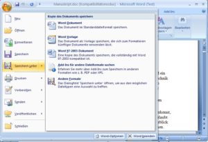 Abbildung 4: Um die Kompatibilität mit anderen Office-Anwendungen zu gewährleisten, sollten Office-2007-Anwender die Speicheroptionen der Vorversionen ( <code srcset=