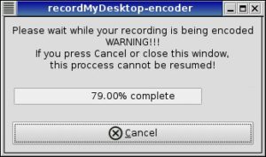 Abbildung 4: RecordMyDesktop zeigt den Fortschritt des Encodiervorgangs an.