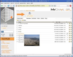 Abbildung 4: Der schweizerische Storage-Anbieter Mydrive überzeugt mit extrem hohen Transferraten, bietet aber nur ein GByte Speicherplatz.