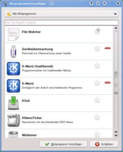 Abbildung 4: KDE 4 nutzt auch den Desktop-Hintergrund. Mittels Plasma residieren dort frei wählbare Hilfsprogramme.