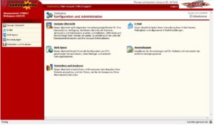 Abbildung 4: Server4you gestaltet den Admin-Bereich mit einem übersichtlichen Navigationsmenü sowie einer Beschreibung aller Funktionen ohne überflüssigen Schnickschnack.